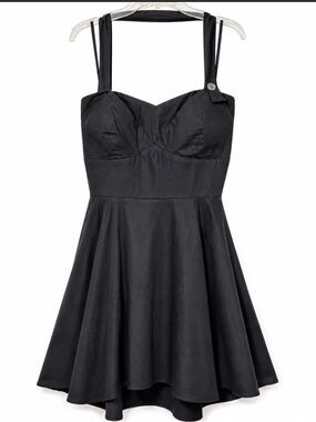 Ixia Classic Black Sweetheart Neckline Fit & Flare Sleeveless Hi Lo Dress 1X